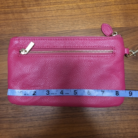 Hot Pink Pebbled Leather Wristlet - Picture 12 of 13